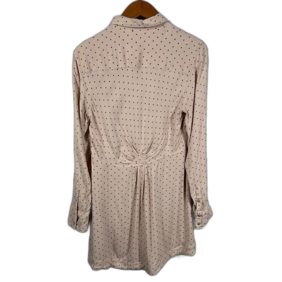 Free People Blush This Town Polka Dot Valentine’s Buttondown Dress Size Medium - Picture 4 of 16